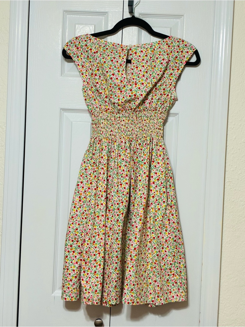 kate spade Girls Floral Smocked Waist Cotton Dress in Red, Green, Yellow